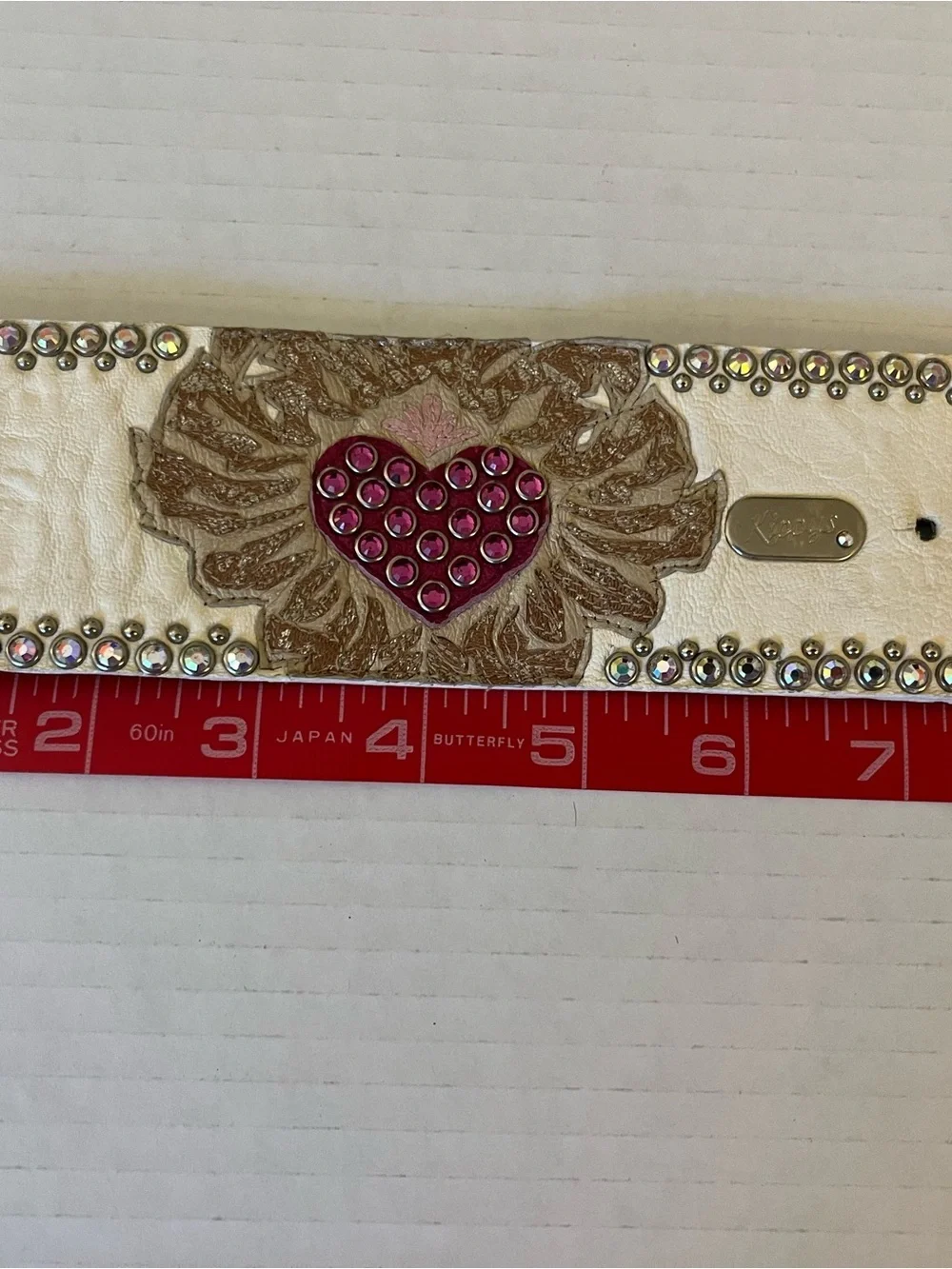 Rare Kippys White Bracelet with Pink Heart Jeweled Accent